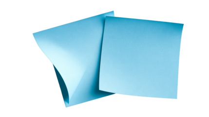 Curved Blue Paper Pages on Light Background, cut out transparent