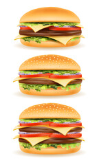hamburger with meat chop tomato onion and cheese in a bun stock vector illustration fast food icons