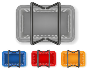 plastic basket for shopping  the store market shop stock vector illustration food icons