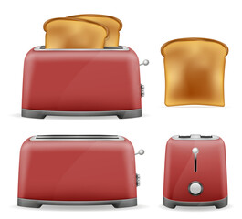toaster vintage old retro and bread tost stock vector illustration food icons