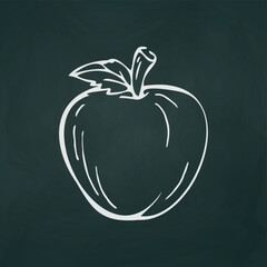 Apple thin white lines on a textural dark background - Vector illustration