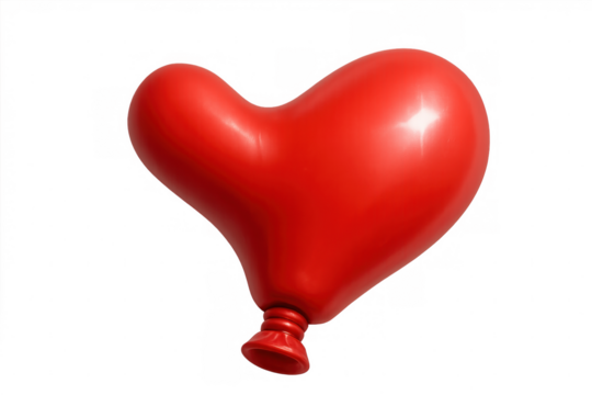 Red heart balloon floating, symbolizing love, romance, valentine's day, and celebration on transparent background