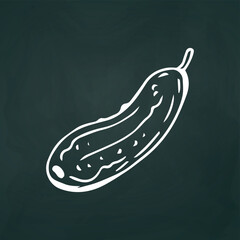 Cucumber thin white lines on a textural dark background - Vector illustration