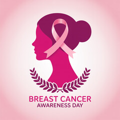 Fototapeta premium A minimalist breast cancer awareness design on a solid pink background.