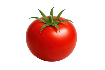 Ripe red tomato with green stem, fresh healthy ingredient for cooking and diet, transparent background