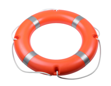Red Lifebuoy with Rope Isolated on White Background for Safety and Nautical Theme