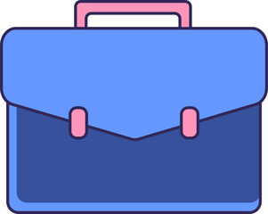 Stylized vector illustration of a blue briefcase with pink accents on a black background