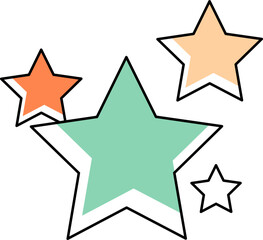 Aesthetic Stars: Simple vector illustration featuring stylized stars on black background