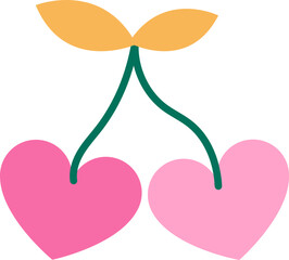 Heart-shaped cherries with vibrant colors on dark background for design elements