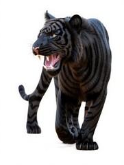 Obraz premium Black Tiger on white background