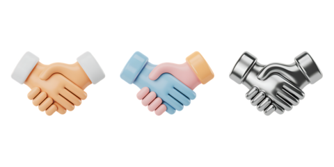 3D Handshake Icons for Partnership Concepts
