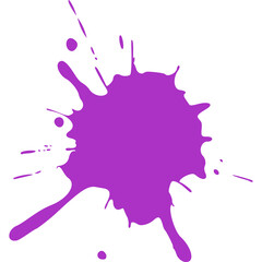 Vibrant Purple Ink Splatter Blob with Sharp Edges and Radiating Droplets on a White Background Minimalist Abstract Art