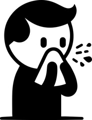 Illustration of Common Illness Symptoms – Icons Showing People Experiencing Various Health Conditions Such as Headache, Fever, Cough, Chest Pain, Stomach Ache, Nausea, Joint Pain, and Chills