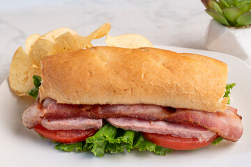  spam blt sub sandwich with chips