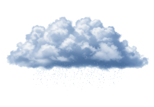 Isolated rainy cloud, weather illustration, storm, cloudburst concept, wet season, downpour