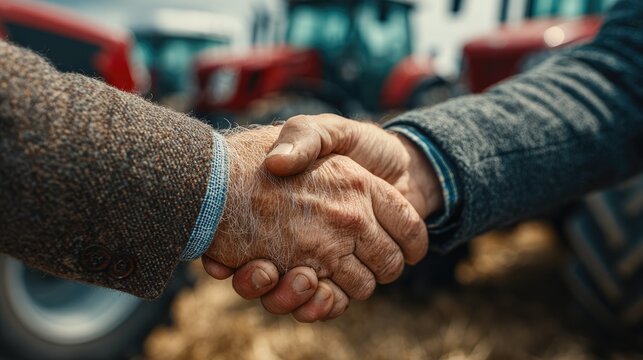 Farmers handshake at rural market