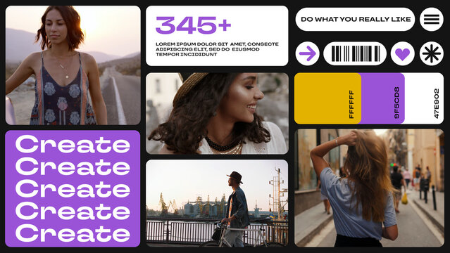 Bentolius Trendy Multiframe Media Opener template contains 27 placeholders, 42 editable text layers and 1 logoholder. Available in 4k.