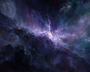 Fototapeta premium Cosmic Nebula Landscape In Deep Space