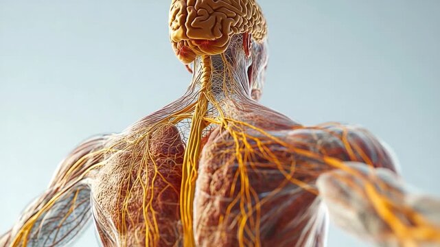 Anatomy illustration showing multiple nerves on the human body, ideal for medical or educational use