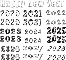 Time's Forward: New Year Dates Countdown: A visual timeline of anticipation, marking the passing years from 2020 through 2028.