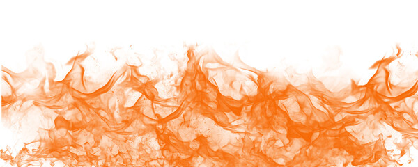 Fiery orange smoke trails across a bright white background