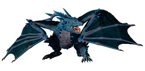 3D Rendering Fairy Tale Dragon on White