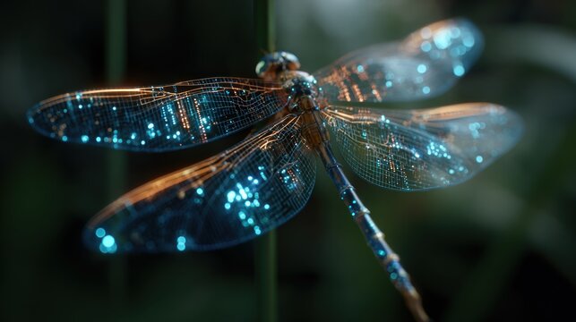 Dragonfly with glowing wings