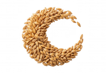 Golden grain crescent against black wheat barley isolated on a transparent background