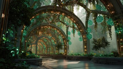 Enchanted, arched garden walkway