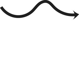 Black right-pointing curved arrow symbol navigation and direction vector on transparent background