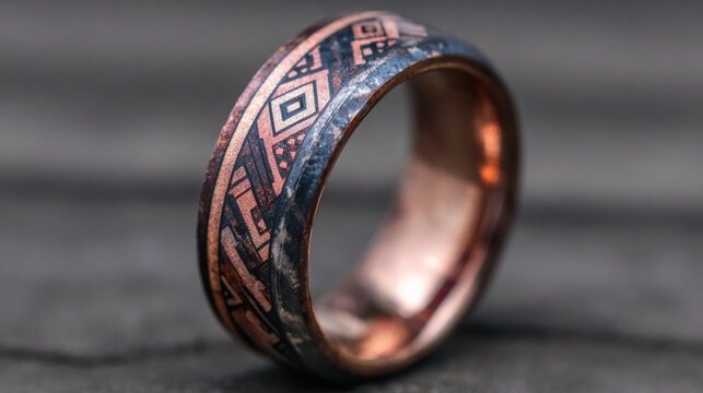 Engraved ring with geometric pattern