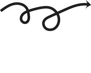Naklejka premium Black right-pointing curved arrow symbol navigation and direction vector on transparent background