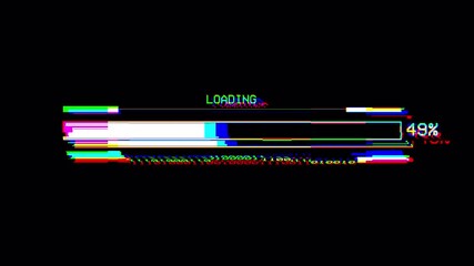 Cyberpunk Progress Loading Bar Animation with Glitch Effect. Futuristic Digital Uploading Screen Background - Powered by Adobe