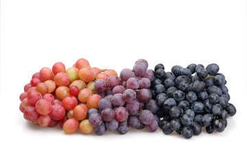 Dessert grape varieties isolated on white background.