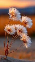Delicate Dandelion Seed Heads Golden Hour Light Natures Beauty Closeup.