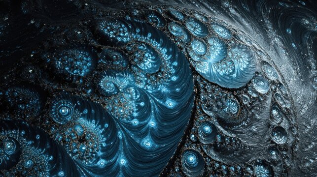 Fractal swirls blue abstract pattern