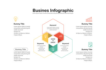 Flat business presentation vector slide template with diagram chart