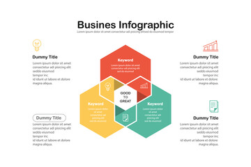 Flat business presentation vector slide template with diagram chart