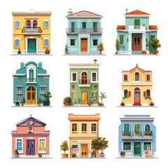 vector illustration of old town buildings