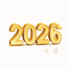 Glossy 3D Golden Font 2026 Vector Art