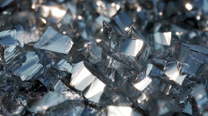 Metallic crystals close up reflective texture