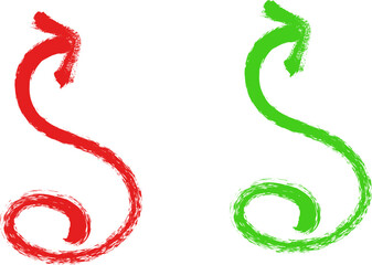 Obraz premium Red and Green Brush Stroke Cycle Arrow Set for Process and Financial Flow