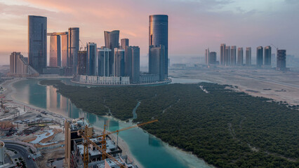 Buildings on Al Reem island in Abu Dhabi timelapse from above. © HyperlapsePro