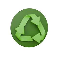 3D Rendered Minimalist Renewable Energy and Recycle Element Icon Set