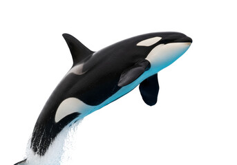 Isolated Orca Whale Leaping from the Water, Killer Whale Swimming, Marine Mammal Concept