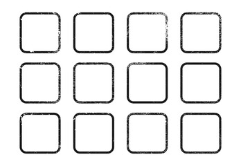Set of grunge borders in rounded square form