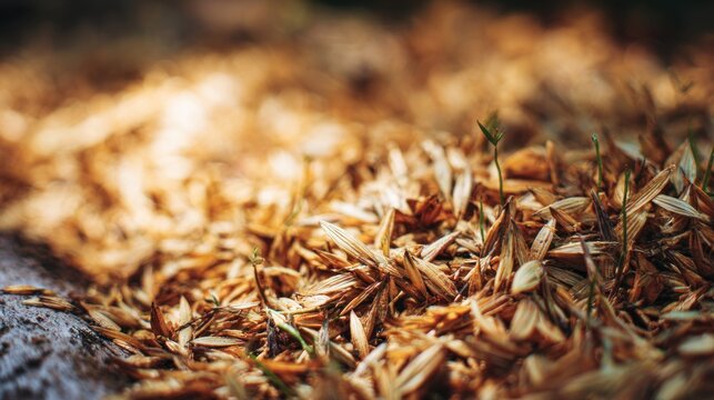 Seedlings emerging from fallen leaves