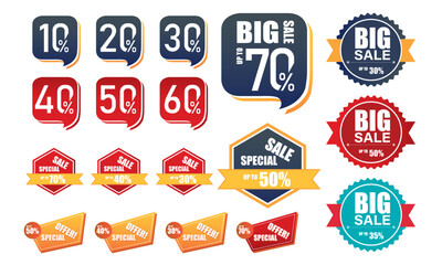 Sale tags collection special offer big sale discount best price mega sale banner design set