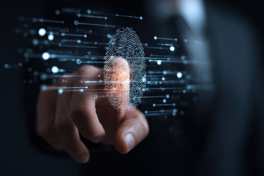 Advanced Biometric Fingerprint Access Verification for Secure System Business Concept Digital Identification Technology Data Scan Cyber Security Personal Access Control Identity Authentication Process