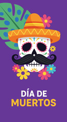 Celebrating dia de muertos, vector illustration